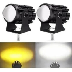 Um Par De Mini Faróis Auxiliares Led Branco/amarelo 6000k