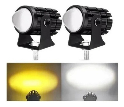 Um Par De Mini Faróis Auxiliares Led Branco/amarelo 6000k