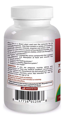 Gel De Aloe Vera Best Naturals 5000 Mg 250 Cápsulas Gelatino - Imagem 4