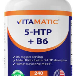 Vitamatic 5-htp 200 Mg Com B6 5 Mg Por Porção - 240 Cápsulas