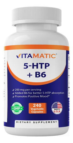 Vitamatic 5-htp 200 Mg Com B6 5 Mg Por Porção - 240 Cápsulas