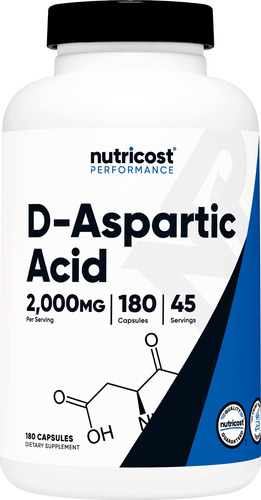Suplemento Nutricost Ácido D-aspártico (daa) 2000 Mg 180 Cáp