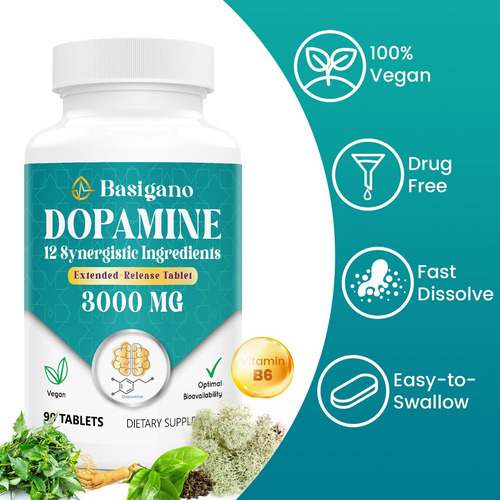 Suplemento Natural De Dopamina Basigano Para Energia, Foco, - Imagem 5