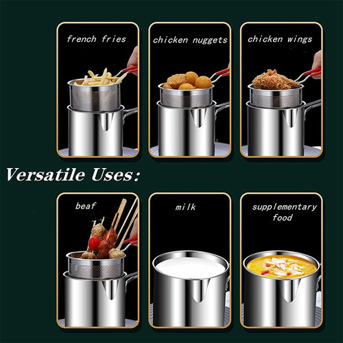 Panela De Fritura Profunda Com Filtro, Cesta Tong Stainless - Imagem 7