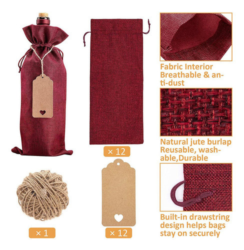 Sacos De Vinho De Serapilheira, Sacos De Presente De Vinho, - Imagem 4