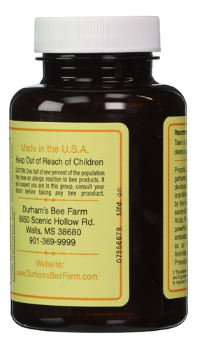 Suplemento Durham"s Bee Propolis 500mg 120 Cápsulas - Imagem 3