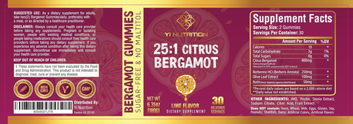 Yi Nutrition 25:1 Goma De Bergamota Cítrica - Sem Açúcar, Se - Imagem 6