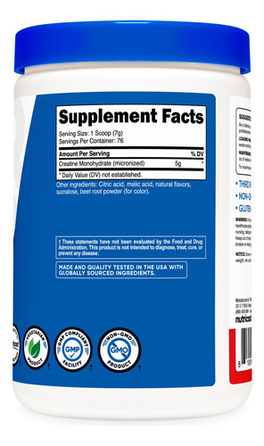Suplemento Nutricost Creatina Monohidratada Em Pó 500g - Imagem 5
