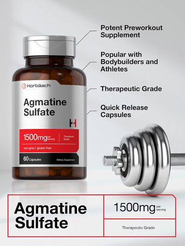 Cápsulas De Sulfato De Agmatina Horbäach 1500mg | 60 Comprim - Imagem 2