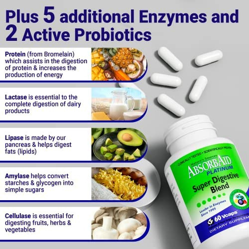 Absorbaid Platinum Enzyme Support 60 Vcaps, 12 Enzimas Mais - Imagem 4