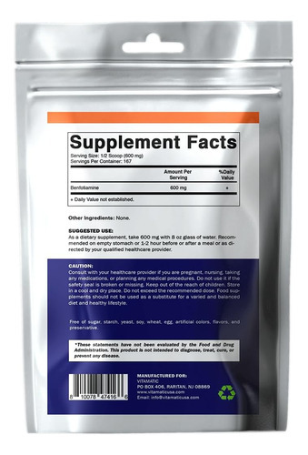 Pó Puro De Benfotiamina Vitamatic 600 Mg Por Porção - 100 Gr - Imagem 2