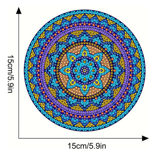P35e 4peças Mesa Madeira Com Mandala Pintura De Diamante - Imagem 4