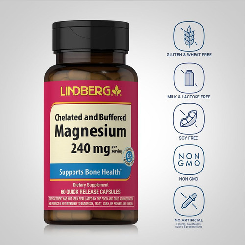 Suplemento De Magnésio Piping Rock | 240mg | 60 Cápsulas | Q - Imagem 3