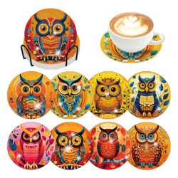 8 Porta-copos Com Pintura De Diamante De Coruja