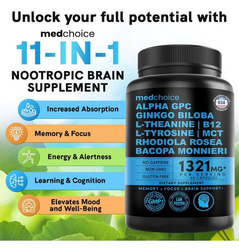 Suplementos Cerebrais Nootrópicos 11 Em 1: Suplemento De Mem - Imagem 3
