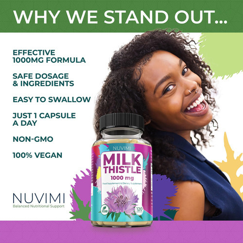 Nuvimi Cardo Mariano 1000 Mg 80% Extrato De Silimarina 120 C - Imagem 4