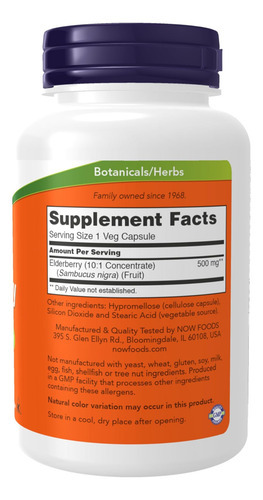 Now Foods Supplements, Sabugueiro (sambucus Nigra) 500 Mg, C - Imagem 2