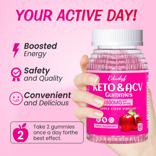 Edudyf Keto Acv Gummies-vinagre De Cidra Sem Açúcar, Fórmula - Imagem 2