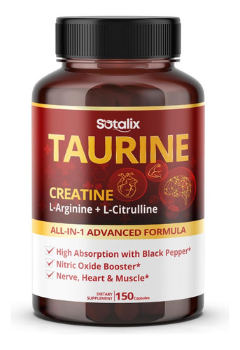 Taurina Com Creatina, L-arginina, L-citrulina Alta Absorção
