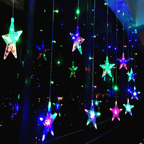 Cortinas Com Luzes Led Decorativas, Estrelas Luzes De Natal - Imagem 6