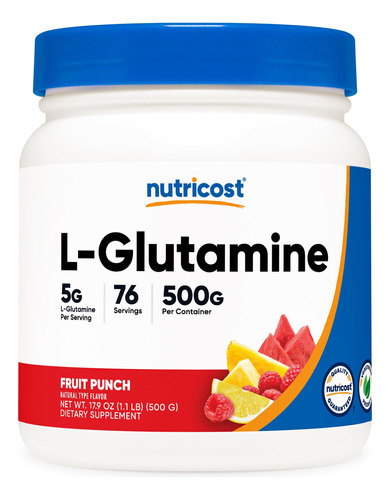 Suplemento Nutricost L-glutamina Em Pó 500g (ponche De Fruta