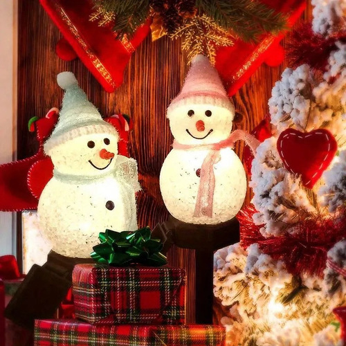 Boneco De Neve Natal Com Luzes Solares Jardim Externo 4pcs - Imagem 8