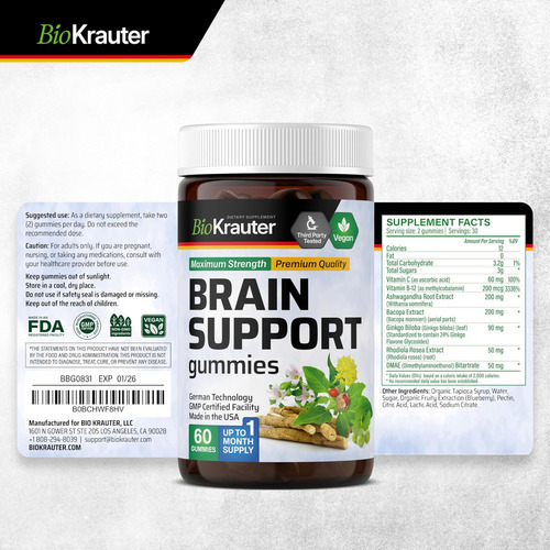 Gomas De Suporte Cerebral Bio Krauter - Suplemento Cerebral - Imagem 8
