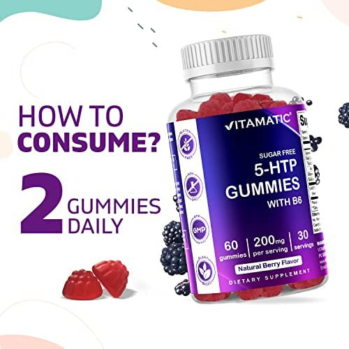 Vitamatic Sugar Free 5-htp 200mg Gomas Com B6 Por Porção - 6 - Imagem 3