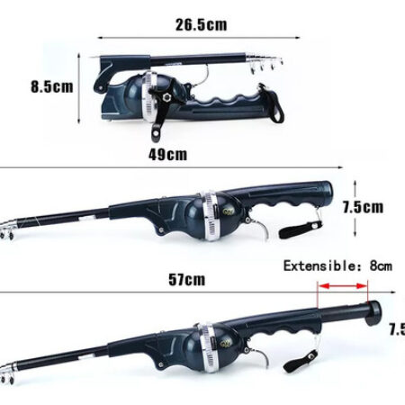 Mini Vara De Pesca Dobrável Portátil Com Carretel - Imagem 5