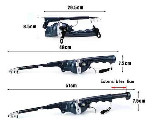 Mini Vara De Pesca Dobrável Portátil Com Carretel - Imagem 5