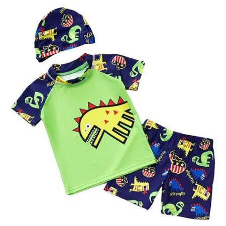 Fato De Banho Infantil Masculino Roupa De Dinossauro Verde M - Imagem 2