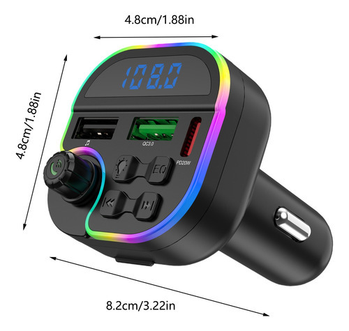 Transmissor Fm Hd Bluetooth 5.0, Rádio Automotivo Viva-voz M - Imagem 3