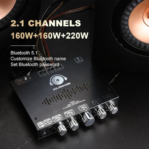 Placa Amplificadora De Potência S220hs, 2.1 Canais Tda7498e - Imagem 6