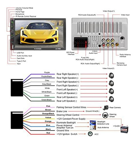 Áudio Automotivo Double Din, Áudio Automotivo De 7 Polegadas - Imagem 5