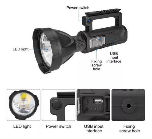 Lanterna Spotlight Recarregável Super Bright 90000 Lumens. - Imagem 5