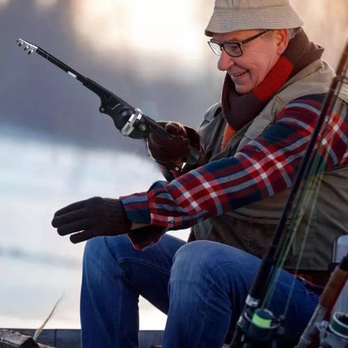 Mini Vara De Pesca Dobrável Portátil Com Carretel - Imagem 7