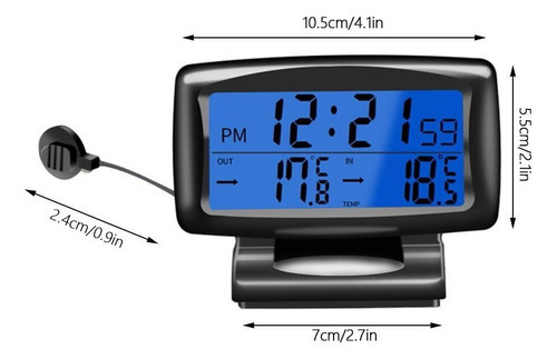 Relógio E Medidor Temperatura Carro Automotivo Lcd Digital - Imagem 5