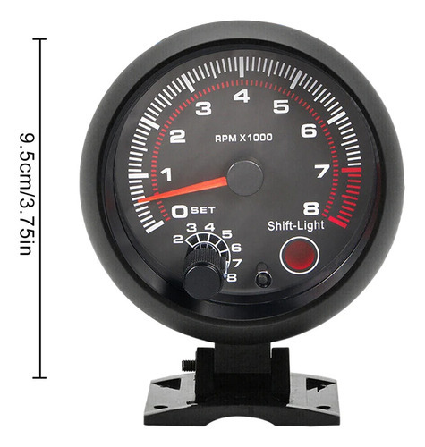 Tacômetro Automotivo... Luz Branca/preta De 75 0-8000 Rpm - Imagem 3