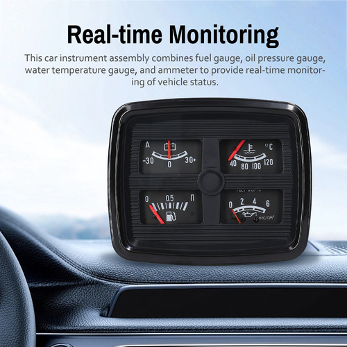 Instrumento Automotivo 4 Em 1: Combustível, Óleo, Temperatur - Imagem 6