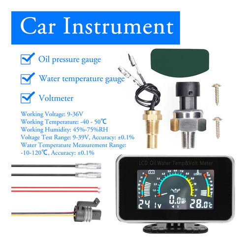 Instrumento Automotivo Lcd Car Temperature Truck 3 Em 1 Medi - Imagem 6