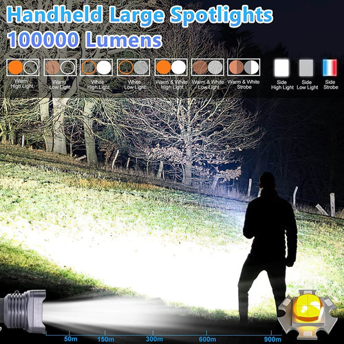 Lanternas Led Recarregáveis Spotlight 100000 Lumens - Imagem 4