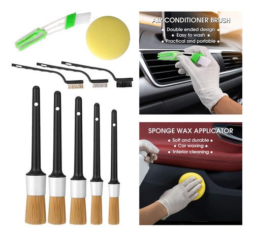 10x Premium Auto Detailing Brush Kits Motor De Roda Escova - Imagem 6