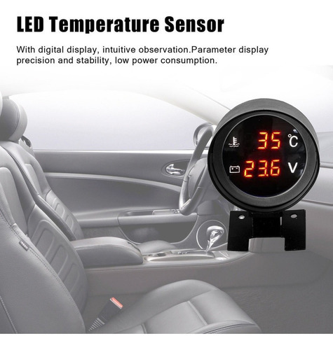 Voltímetro+marcador De Temperatura Automotivo Universal Verm - Imagem 6