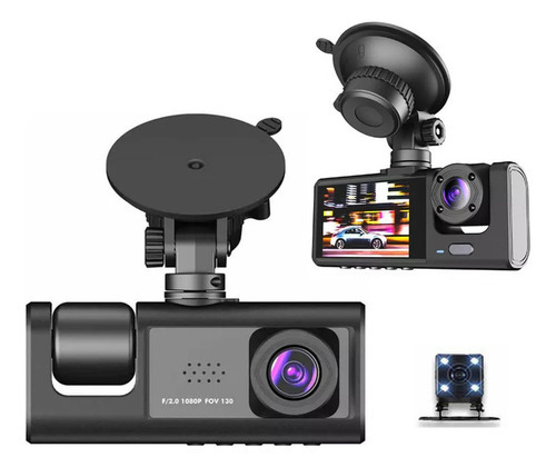 . Câmera Veicular Full Hd Dvr 3 Lentes Visor Filmadora Carro