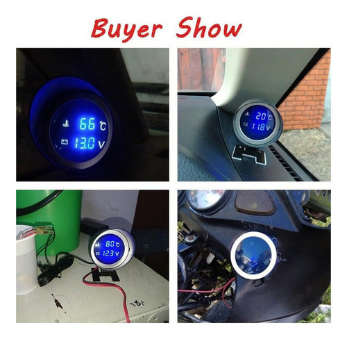 Voltímetro Automotivo Universal E Medidor De Temperatura - Imagem 8
