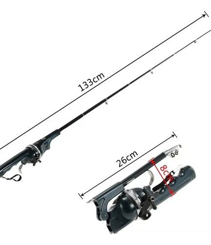 Mini Vara De Pesca Dobrável Portátil Com Carretel - Imagem 6