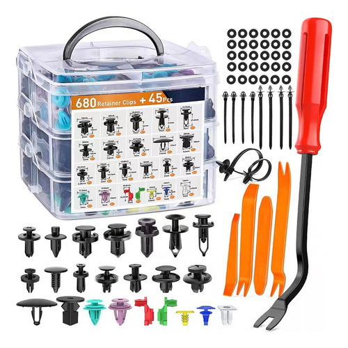 Kit De Clipe De Fixação Automotivo De 725 Peças
