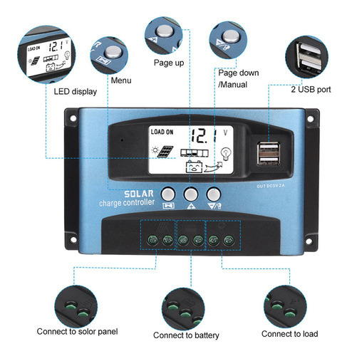 Carregador De Bateria Solar Mppt 100a Controlador De Carga D - Imagem 7