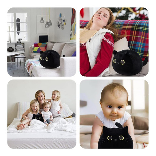 Brinquedo Do Luxuoso Do Gato Preto De 30cm, Travesseiro Maci - Imagem 6