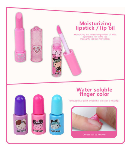 P Kit De Maquiagem Infantil Para Meninas, Lavável, - Imagem 6